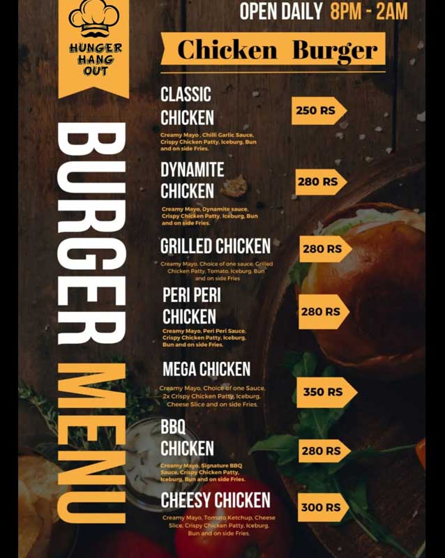 Hunger Hang out menu