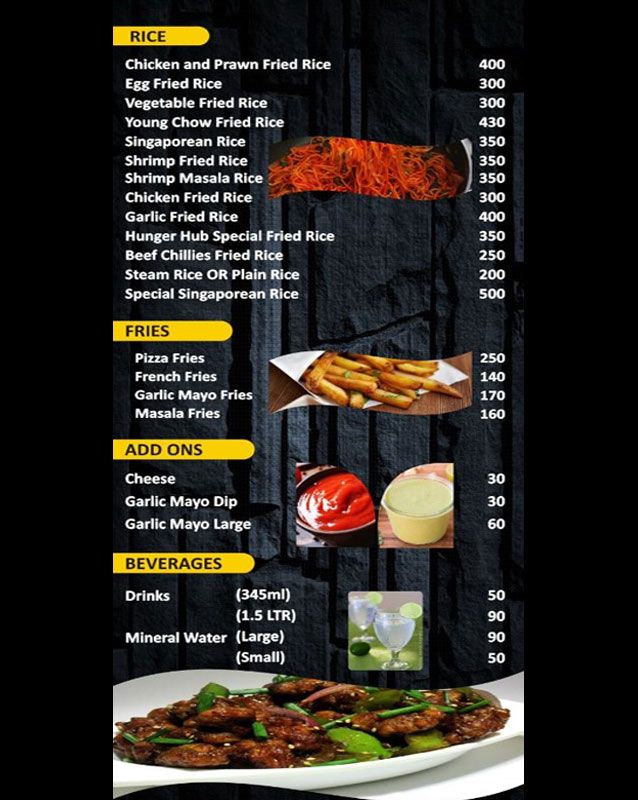 Hunger Hub menu