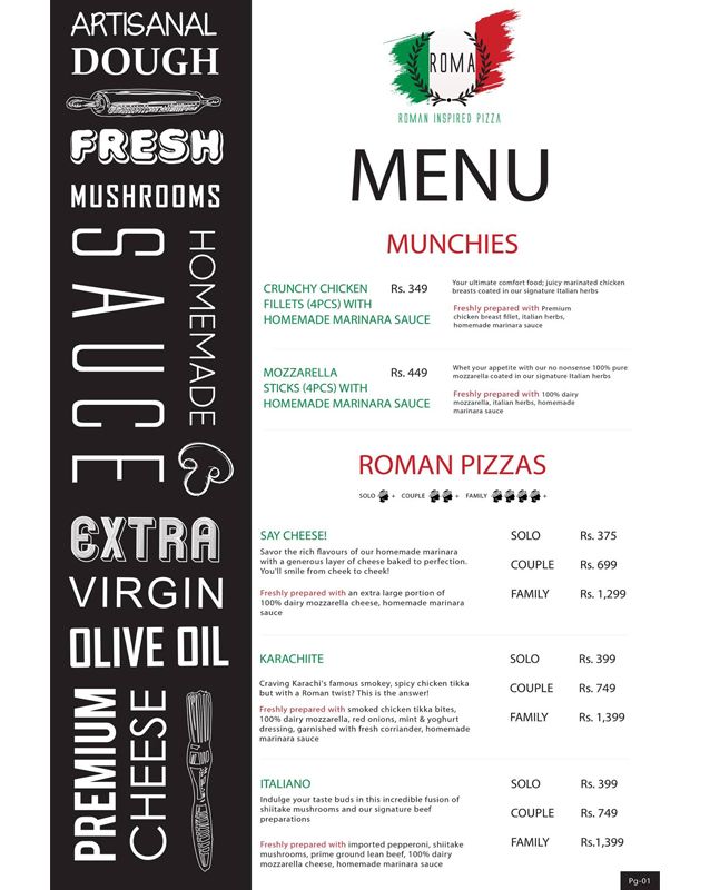 I Love Roma Pizza menu