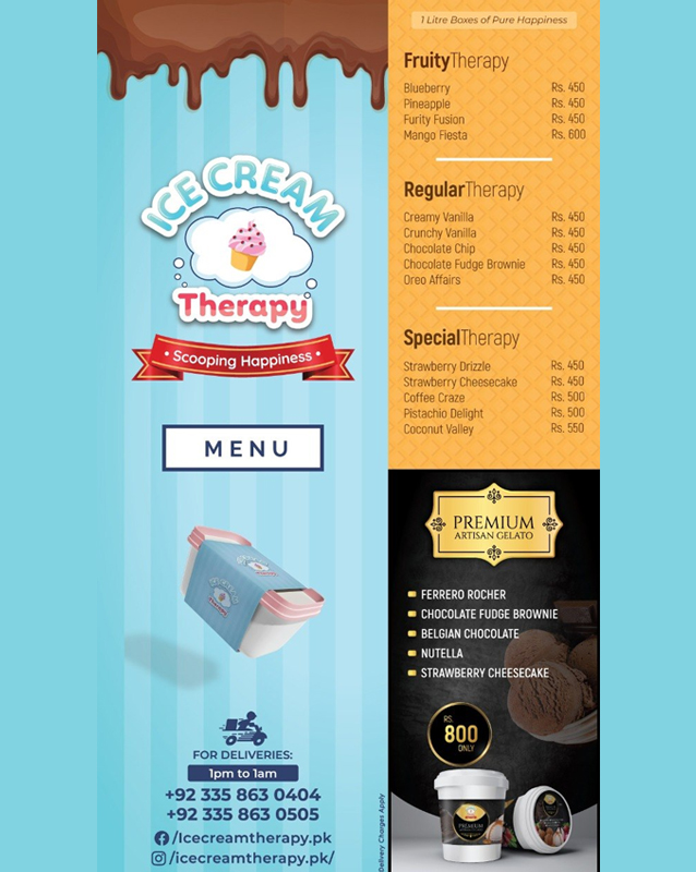 Ice Cream Therapy menu