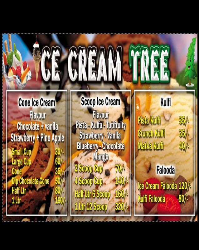 Ice Cream Tree menu