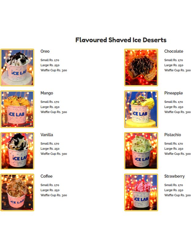 Ice Lab menu