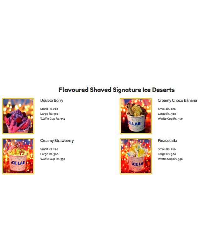Ice Lab menu