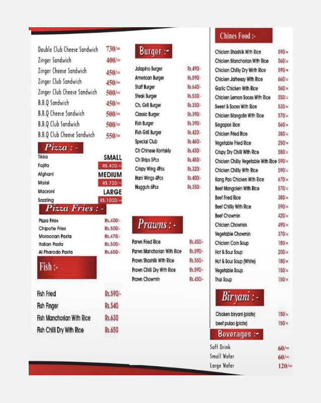 Iqbal Food Center menu