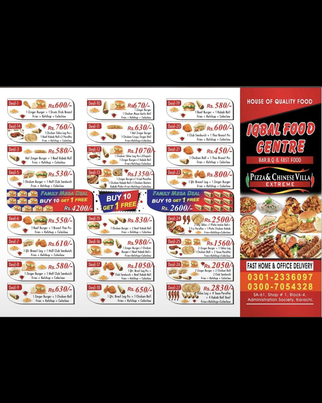Iqbal Food Center menu