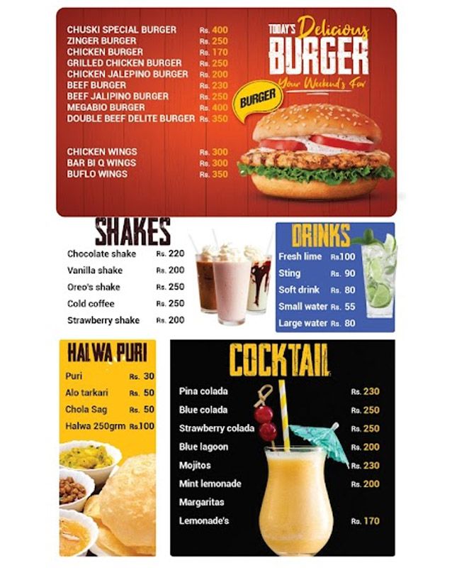 Italian Chuski menu