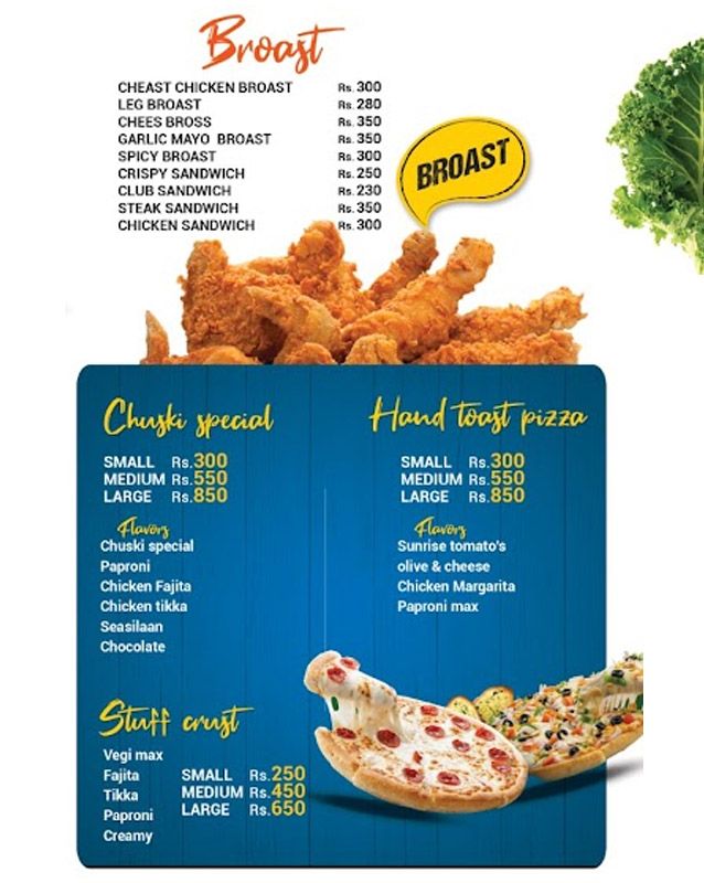 Italian Chuski menu