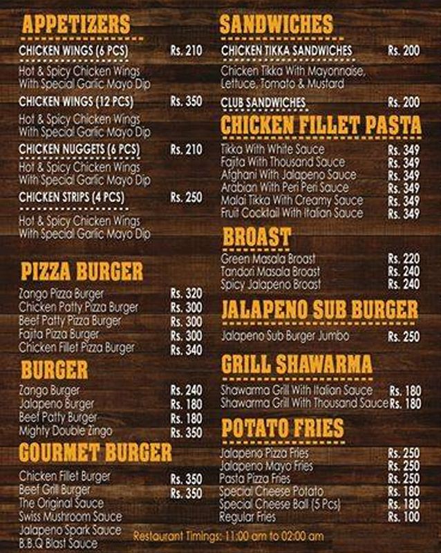 Jalapeno menu