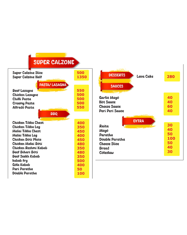 Jan Jee's Broast menu