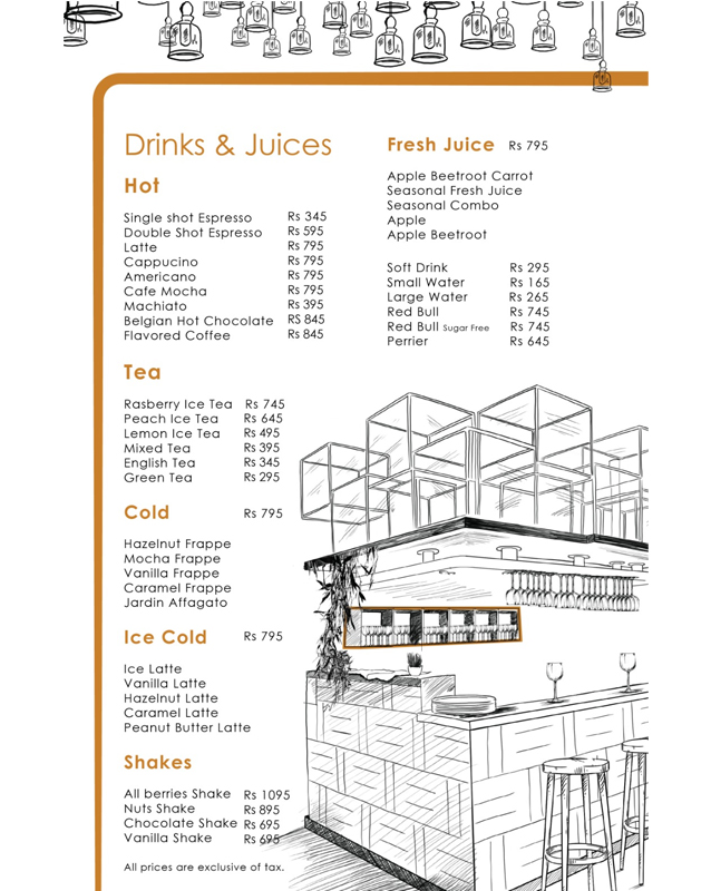 Jardin Restaurant menu