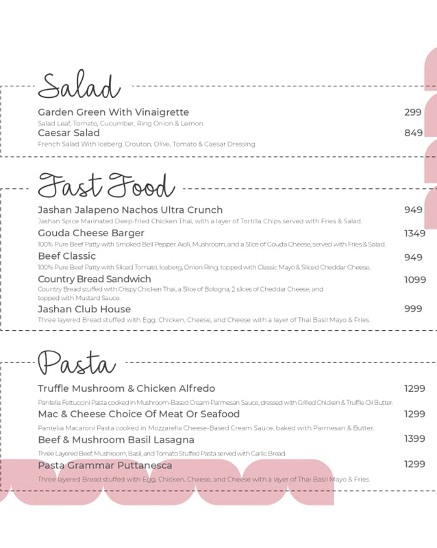 Jashan menu