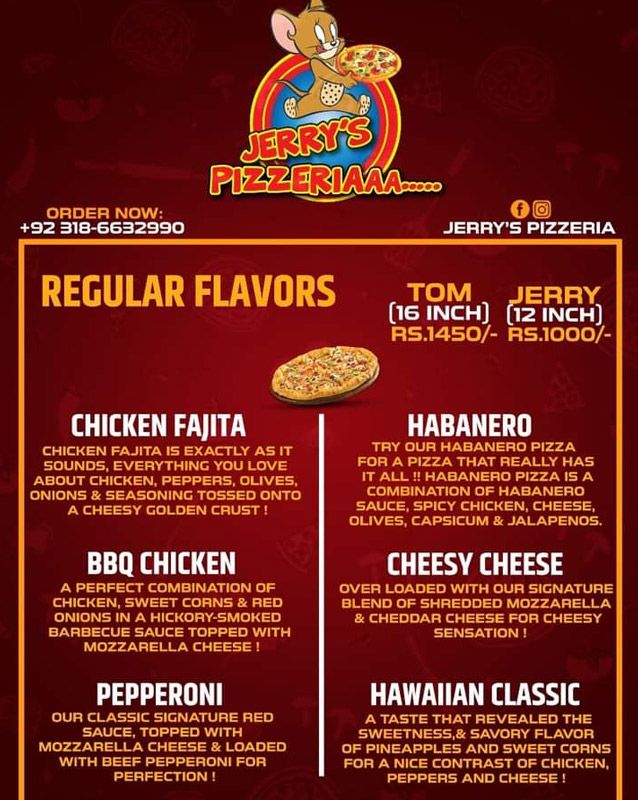 Jerry's Pizzeria menu