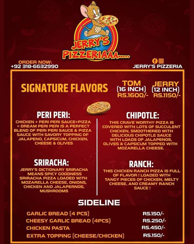 Jerry's Pizzeria menu