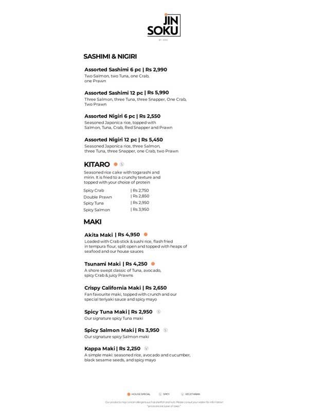 Jinsoku by Edo menu