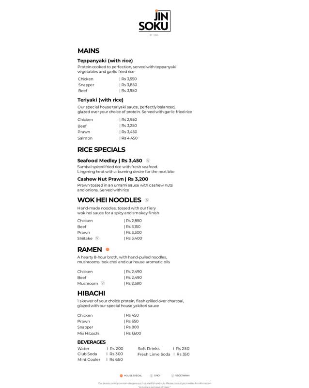 Jinsoku by Edo menu