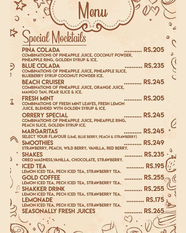 JK Cafe and Restaurant menu
