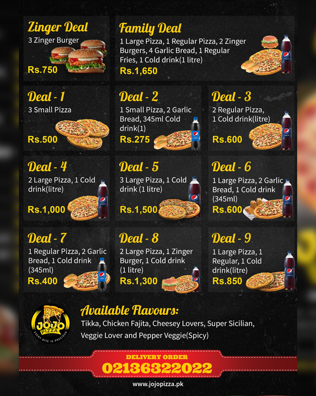 Jojo Pizza menu