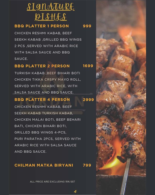 Jordan Restaurant menu