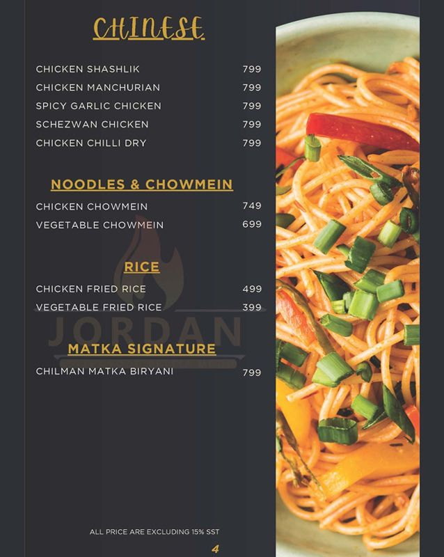 Jordan Restaurant menu