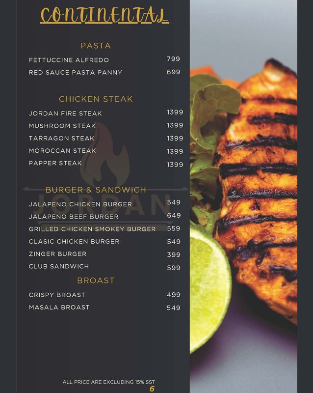 Jordan Restaurant menu