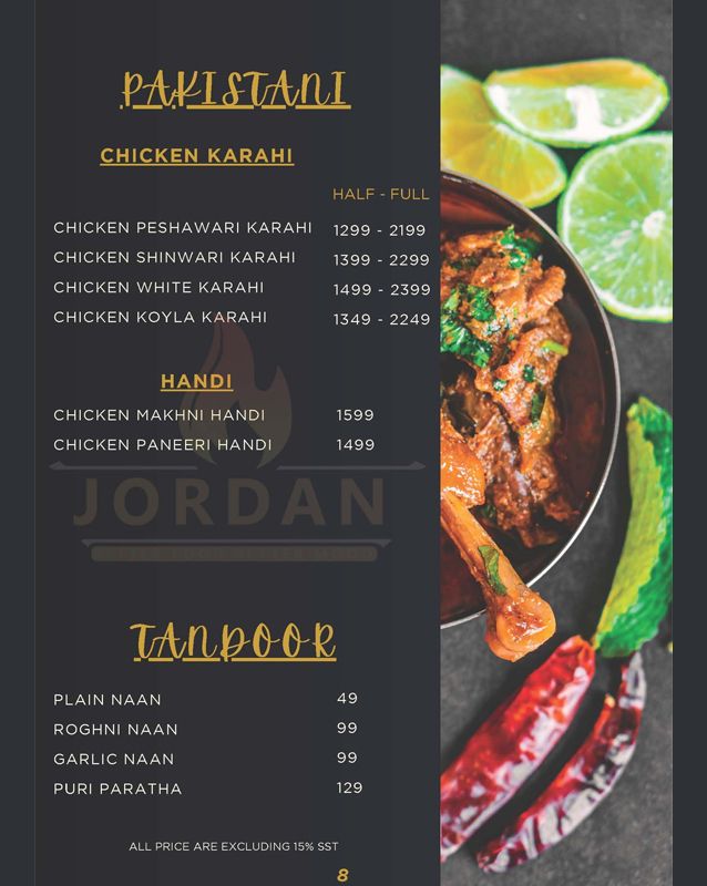 Jordan Restaurant menu