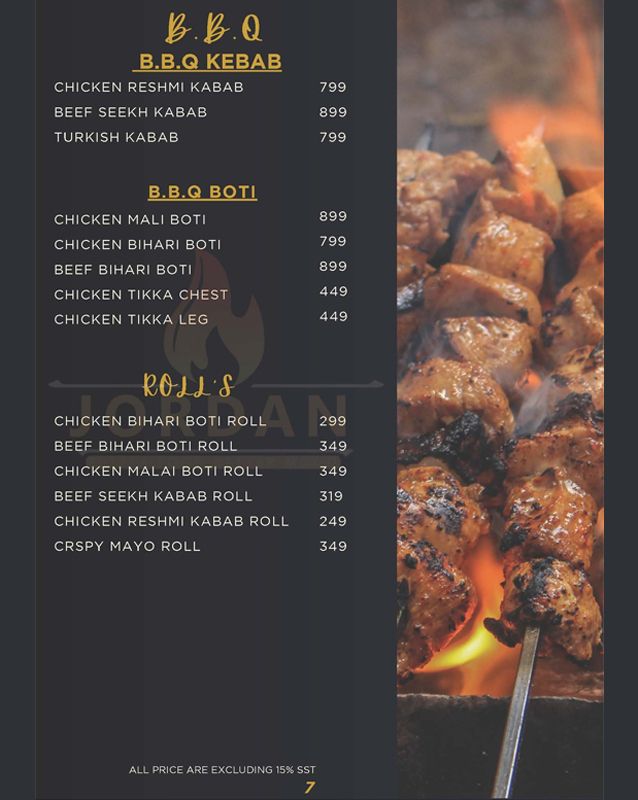 Jordan Restaurant menu