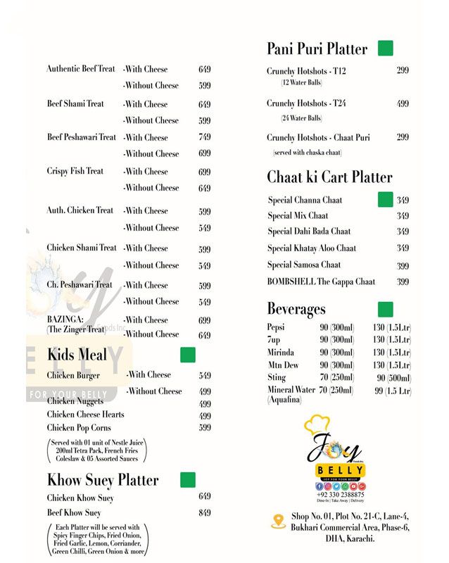 Joy Belly Foods Inc menu