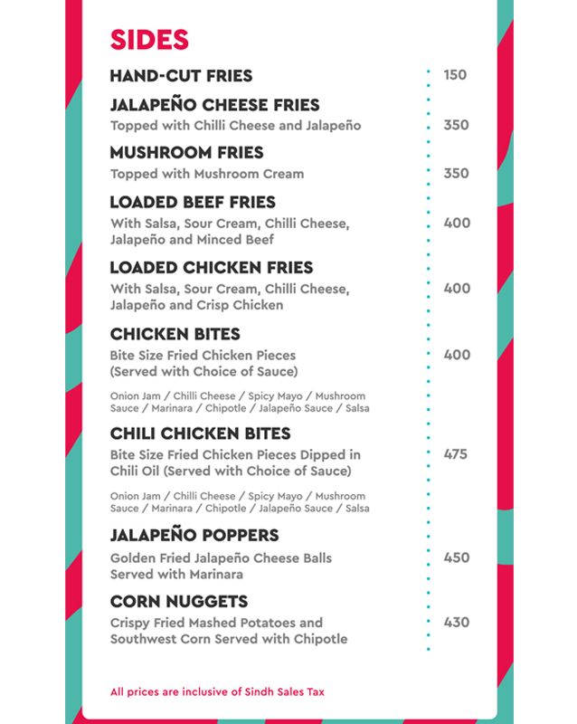 Joy's menu