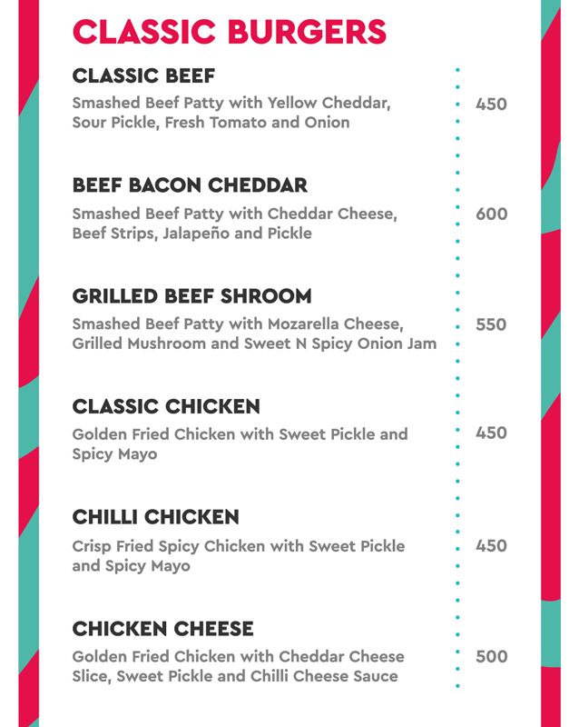 Joy's menu