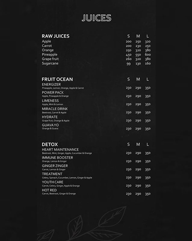 JUICE CO menu