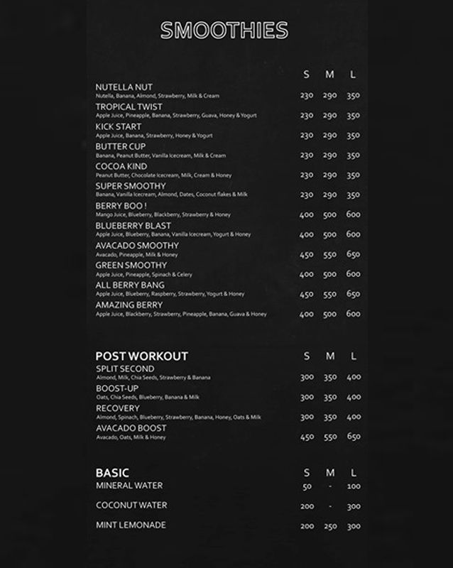 JUICE CO menu