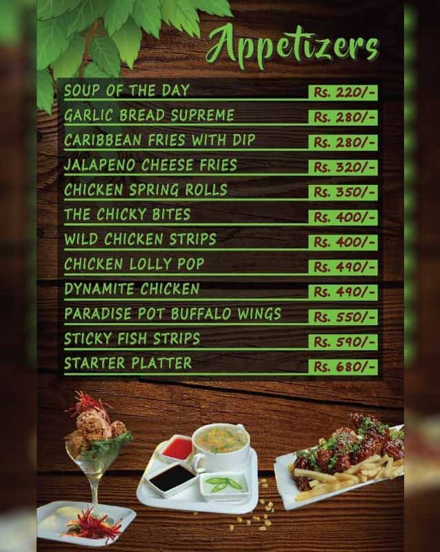 Junglee menu