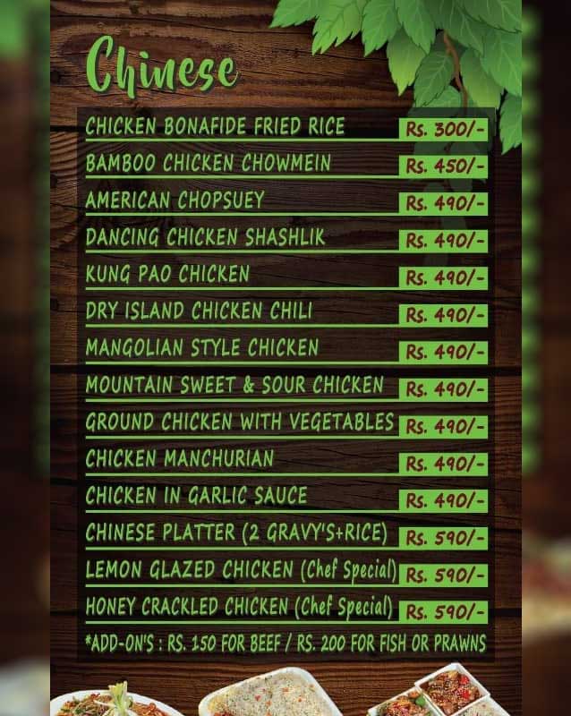 Junglee menu