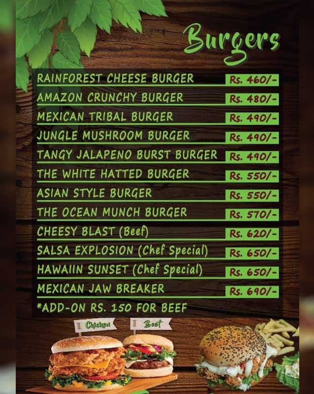 Junglee menu