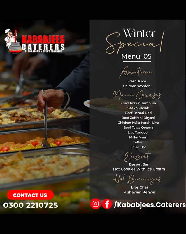Kababjees Caterers menu