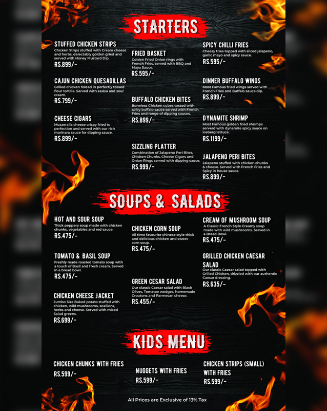 Kababjees Steakhouse menu
