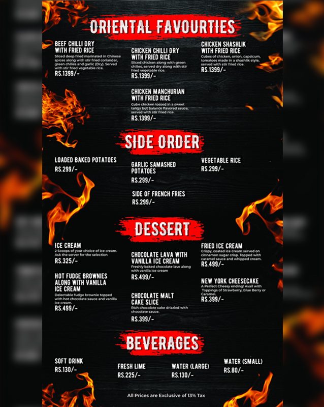 Kababjees Steakhouse menu