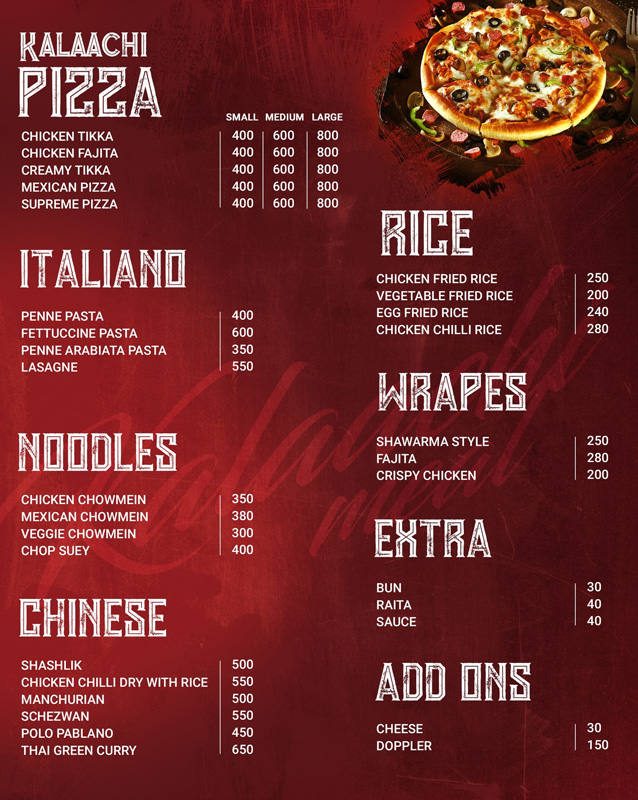 Kalaachi Meal menu