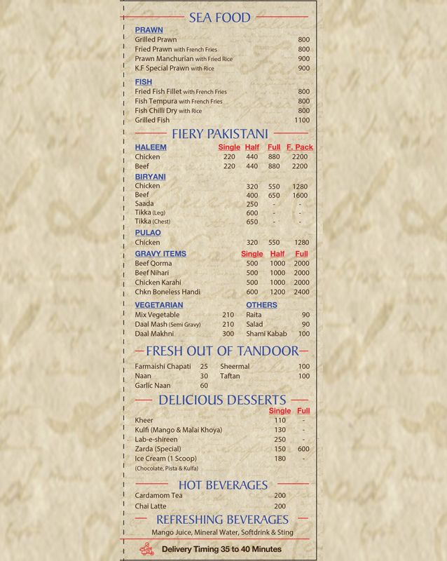 Karachi Foods menu