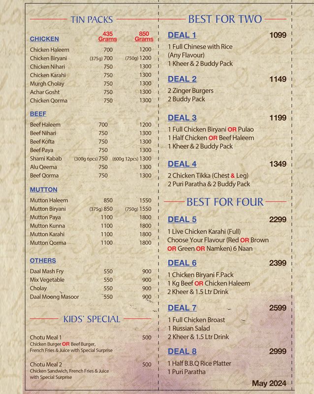 Karachi Foods menu