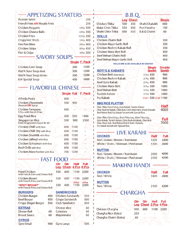 Karachi Haleem menu