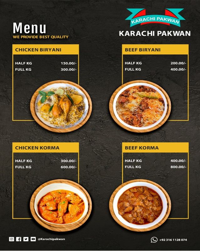 Karachi Pakwan menu