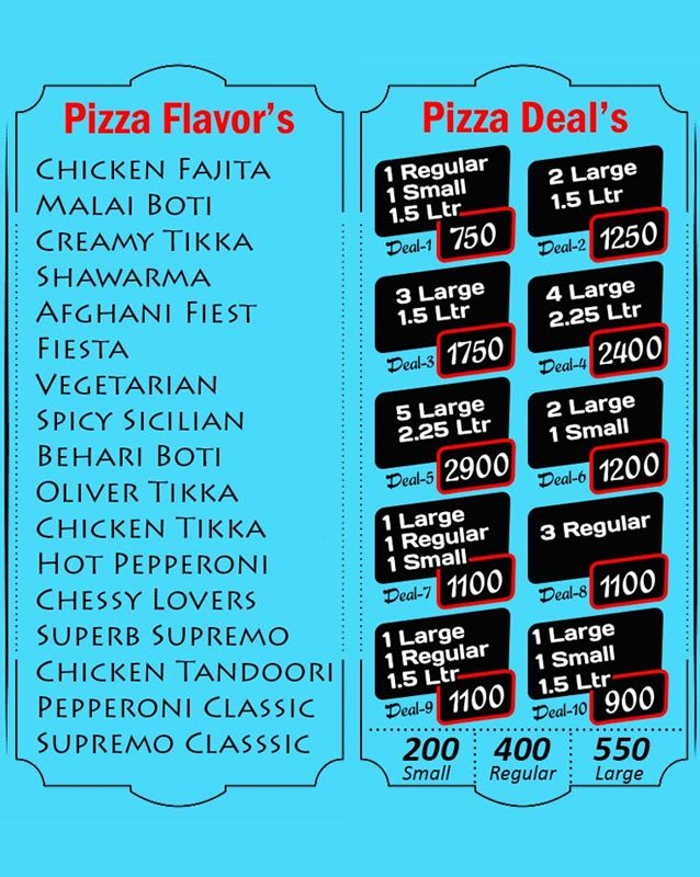 Karachi Pizza menu