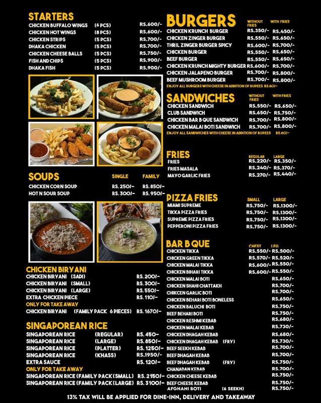 Kashif Foods menu