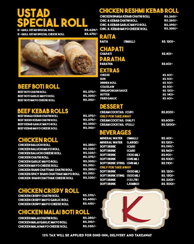 Kashif Foods menu