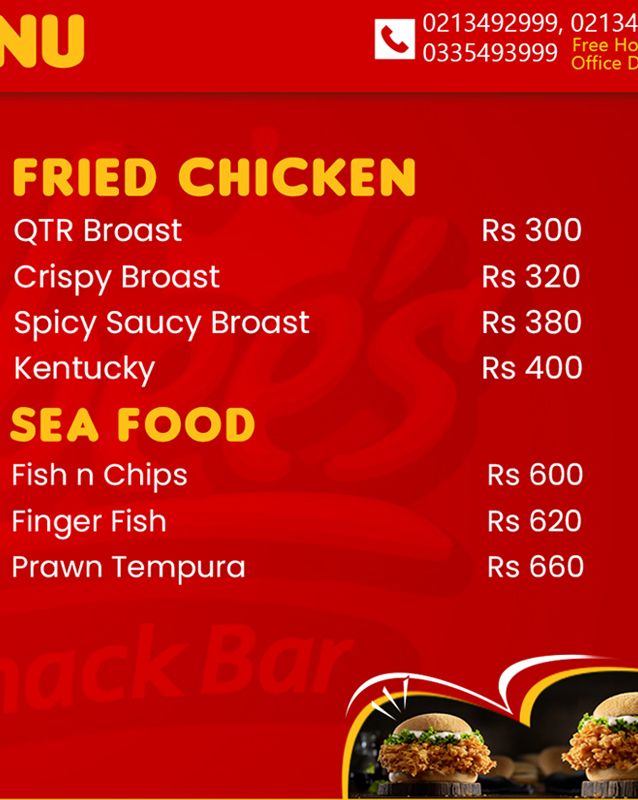 Kaybee's Snack Bar menu