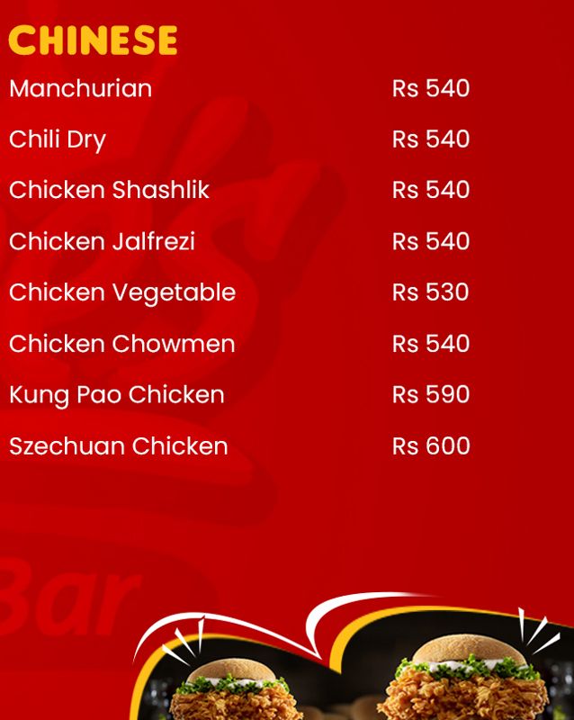 Kaybee's Snack Bar menu