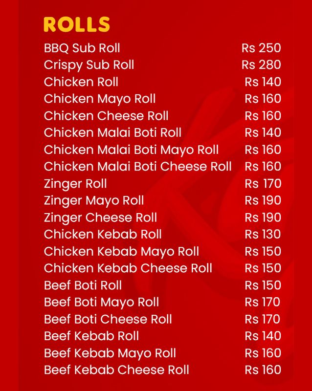 Kaybee's Snack Bar menu