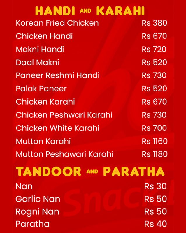 Kaybee's Snack Bar menu