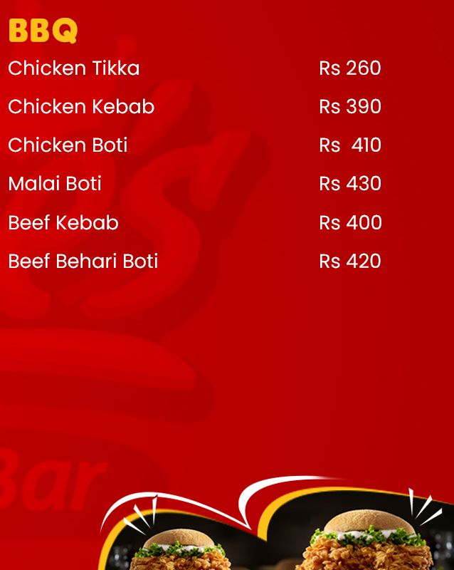 Kaybee's Snack Bar menu